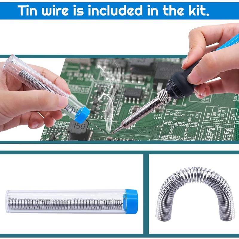 TriLine Soldering Iron Kit with Digital Multimeter, 60W Adjustable Temperature