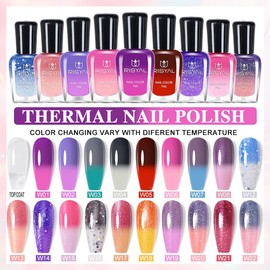 8ml Color Changing Gel Nail Polish, Glitter Gel Polish Temperature Colors Change Gradient Chameleon Holographic Soak Off Nail Art Design for DIY Nail Art Manicure Salon Gifts for Women Girls (W07)
