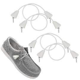 UamGlsob 2Pairs Elastic Shoelaces for Shoes, No Tie Bungee Stretchy Shoe Laces,Shoe Strings Replacement Stretch Laces (White, 16"/40cm)