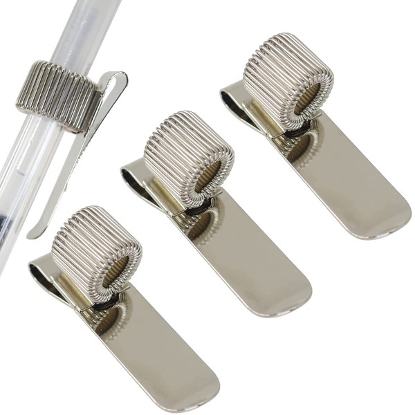 LRMYS Universal Stainless Steel Pen Holder, Adjustable Silver Matel Clip