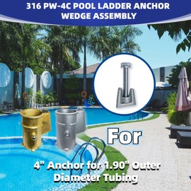 WZKO Upgrade 316 Stainless Steel Professional Grade Inground Pool Ladder Bolts & Wedge Assembly Replacement PW-4c for PS-4019-BC Hand Rail Anchors 2 Pack