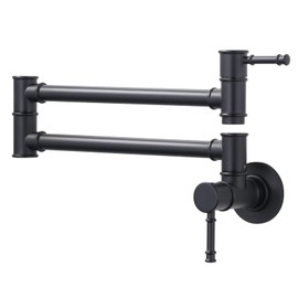 ALEASHA Pot Filler Faucet Black Wall Mount Pot Filler Faucet Retractable Single Hole Modern Kitchen Sink Faucet Solid Brass Made in-Wall Pot Filler Faucet with Folding Arm
