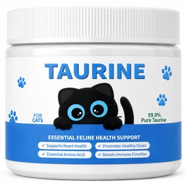 Taurine Powder for Cats - 99.9% Pure Water-Soluble Taurine, Easy Mix Formula with Scoop, Cat Food Topper for Daily Feeding, 200g
