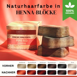 Sattva Ayurveda - Natural Hair Colour in Henna Block - Revolutionary Formula with Oils, Organic Hair Colour Red Ecocert - Regenerating Plant Hair Colour Red - 3 Blocks of 80 g