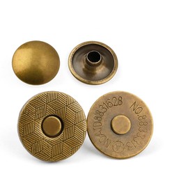 MAHAVIMOKSA 20Sets 18mm Thin Style Magnetic Button Snaps Double Rivet Closures Round Clasp Stud Button for DIY Craft Sewing Bag Purse Leather Clothing Scrapbooking (Antique Bronze)