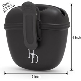 Hampton Distribution Silicone Dog Treat Pouch, Black, BPA Free Pet Treat Pouch for Pet Training with Magnetic Closure, Waist Clip & Portable Design