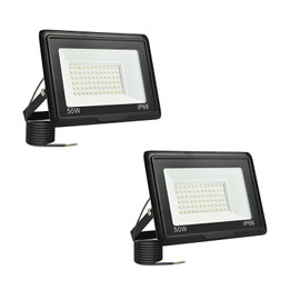 toobettp 50 W LED Outdoor Spotlight, 6500 K 5000 LM Cool White LED Floodlight, IP66 Waterproof Outdoor Floodlight for Garden, Courtyards, Garage, Hotel, 2 Pieces