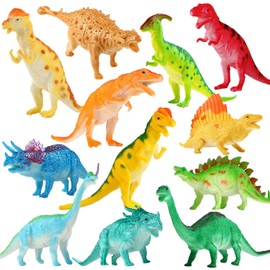 YeoNational&Toys Dinosaur-Spielzeug Playsetvv mit 7 Zoll (12 Satz). für Vinyl Plastik Dino Dinpsaurier gefällt dem Kind. Für Kinder, Jungen,Sichere Material mit gemischtem realistischem Dinosaurier,