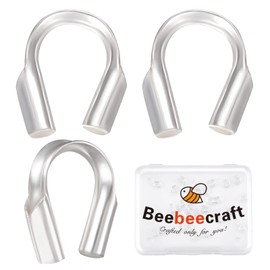 Beebeecraft 40Pcs 925 Sterling Silver Wire Guardian U Shape Wire Guard Loops 0.6mm Thread Protector for Jewelry Making Earring Bracelet Necklaces