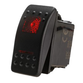 Amarine Made 12v 20 Amp Waterproof On-Off-On 2 Position Boat Marine DPDT 7 Pin Rocker Switch with 2 Led Lamps (Red)