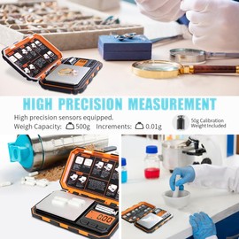 Fuzion Digital Pocket Scale, 500g x 0.01g Gram Scale, Mini Scale 6 Units Jewelry Scale with LCD Display, Tare Function for Food, Jewelry, Coin, Coffee | Fuzion