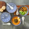 Signature Housewares Blue and White Pattern Ceramic Noodle Ramen Soup