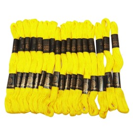 Knitwit 25 Pcs Yellow Cotton Thread Skein Sewing Cross Embroidery Stitch Needlepoint Floss