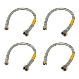 [4-Pack] PROCURU 16-Inch (1.3Ft) x 3/8" Comp x 1/2" FIP Faucet Hose Connector, Stainless Steel Braided Supply Line, Certified Safe (9SF16-4P)