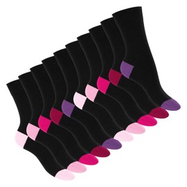 Footstar unisex cotton socks (10 Pairs) with offset heel and toe., berry, 35-38