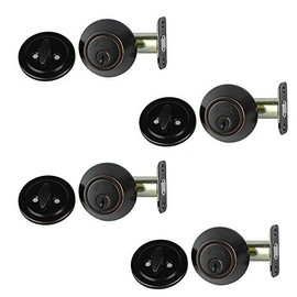 NU-SET Lock | Single Cylinder Deadbolt Keyed Alike Lock | 4 Pack Deadbolt Lock Set | Home Improvement & Door Hardware (Bronze)