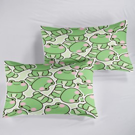 AILONEN Frog Duvet Cover Set,Cartoon Frog Bedding Set Full Size,Comforter Cover Set for Teens Boys Kids Girls,1 Quilt Cover 2 Pillowcases 3 Piece