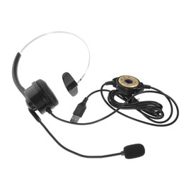 TEHAUX Single Ear Telephone Headset with Built Microphone Wired USB Computer Earphone for Gaming and Calls Professional Design for Convenient Use Black Color