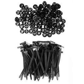 100PCS Nylon Universal Cable Tie Buckle, Heavy Duty Self-Locking Zip Ties with Pin & Button Design - UV Resistant Black Fasteners for Car Auto Repair & Daily Fixing