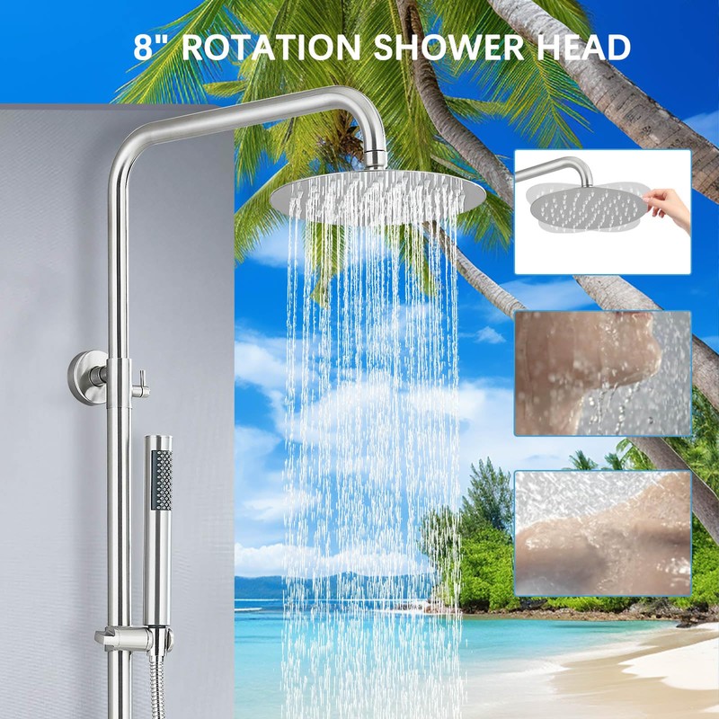 MOSSON Rain Shower System Outdoor Shower Fixtures with 8" Rain