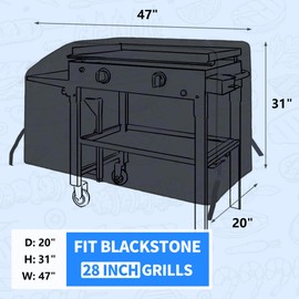 NEXCOVER 28 Inch Griddle Cover | for Blackstone 28 Inch 2 Burner Griddle Cooking Station | Waterproof Heavy Duty Gas Grill Cover | 600D Polyester Anti-UV Canvas Flat Top BBQ Cover with Support Pole.