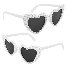 Herz Sonnenbrille Partybrille Herzform Brille JGA Brillen Herzbrille Vintage 90er Jahre Hippie Herzförmige Brille Herzchen Brille für Party Hochzeit Karneval 2 Paar