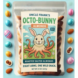 Octo-Bunny Almonds - 8oz Roasted Salted Premium Nuts - Octopus Themed Easter Snack - Healthy Basket Stuffers for Kids