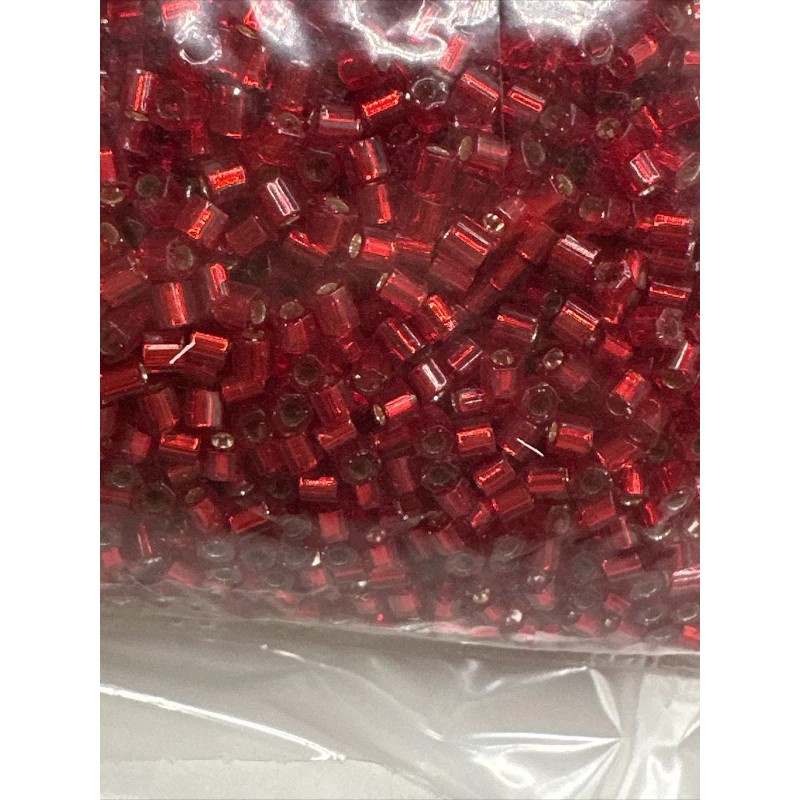 TOHO 8/0 Hexagon TOHO Glass Seed Beads #25C Silver-Lined Ruby