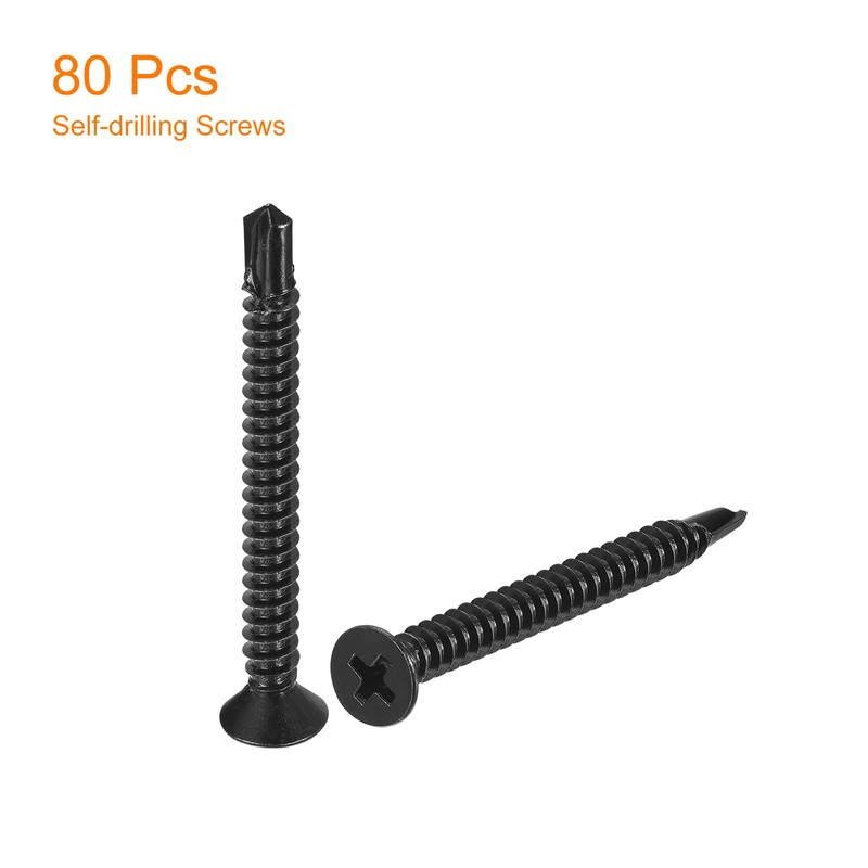 sourcing map #10 x 2" Sheet Metal Screws, 80pcs 410