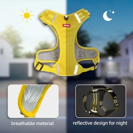 Fantagoo Dog Harness, Leak Proof Harness for Dogs, Suitable for Walking, Training and Control, with Reflective Material for Night Visibility (Yellow)