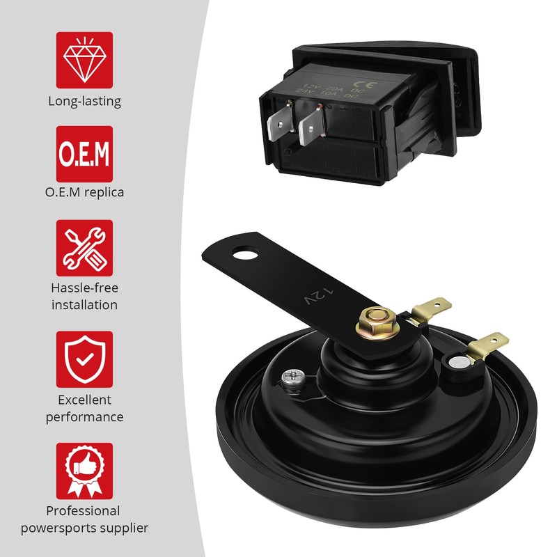 JAVIK 12V Horn with Switch Kits for Kawasaki Mule PRO-MX