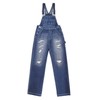 Hybrid & Company Womens Casual Destructed Adjustable Denim Jumpsuit Stretch