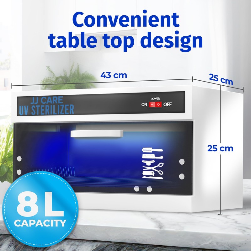 JJ CARE UV Sanitizer Cabinet – 8L Capacity, Manual Timer,