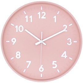 JENLYSTIME 12 Inch 3D Number Modern Wall Clock,Round Bright Colorful Dial,Non Ticking Silent Quartz Battery Operated Wall Clocks,Easy to Read Simple Style Decor Clock for Bedroom,LivingRoom(Pink)