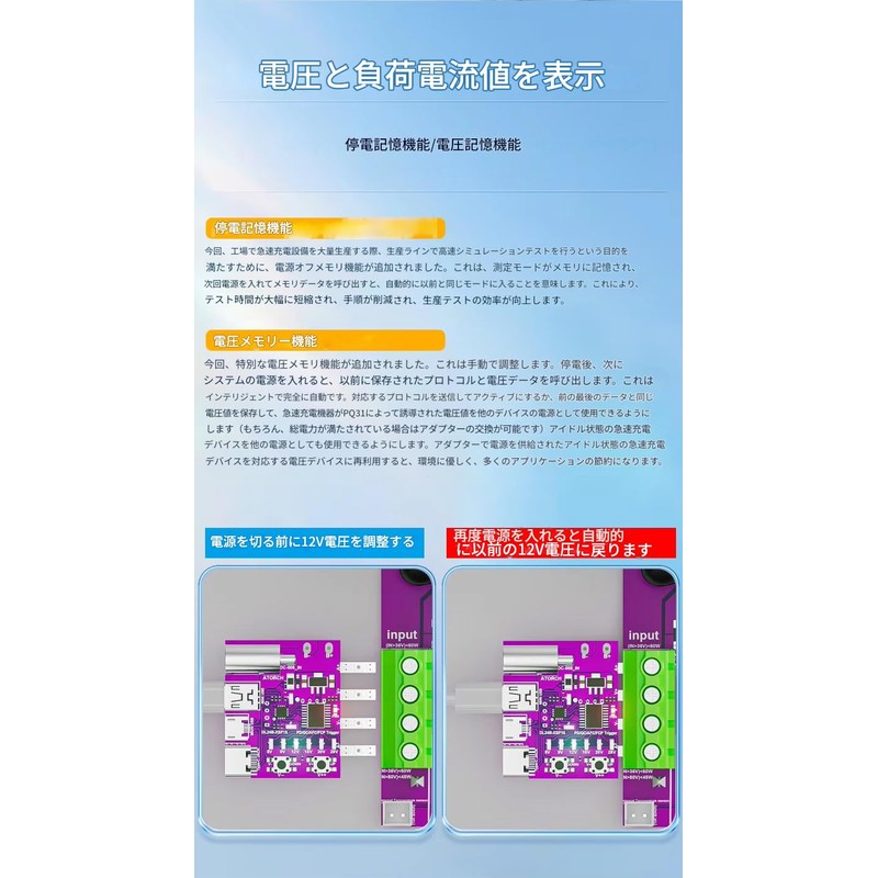 ATORCH Type-C PD3.1 Rapid Charge Protocol 4 Wires Test Board