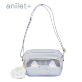 anilet+ Cat Ribbon Shoulder Bag, Bag Cat Paws Ribbon, Girls Elementary School Girls, Commuting, School, Outing, blue (light)