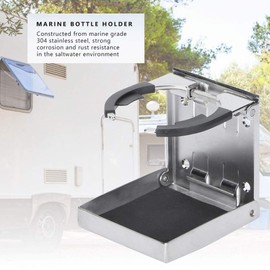 KIMISS Stainless Steel Adjustable Folding Drink Cup Bottle Holder for Marine Boat Truck RV