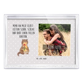 Mr. & Mrs. Panda Schüttelrahmen mit Foto Otter Blumenstrauß - Geschenk, Otter Seeotter See Otter, süß, Fotogeschenke, Fotogeschenk, Bilderrahmen mit