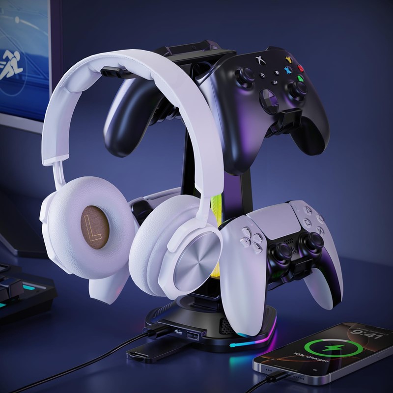 Luckit Gaming Headphones Stand, RGB Headset Stand with 12 Light