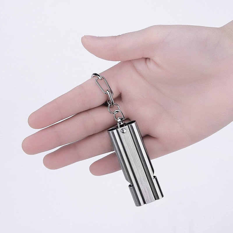 Emergency Whistle, Aluminum Whistle, Rescue Set of 8, Includes Key