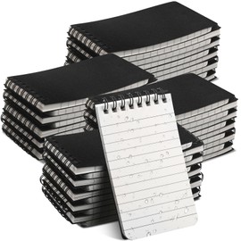 Geyoga 36 Pack Waterproof Small Notebooks 3" x 5" Top Spiral Notepads 100 Pages Mini Journals Pocket Notebooks Hardcover Memo Pads for Outdoor Work School (Black)