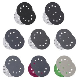 Pack of 24 Sandpaper 125 mm Velcro, Wet and Dry Sanding Discs, 8 Hole Sanding Sheets, Silicon Carbide Velcro, Grit 320/600/800/1000/1200/1500/2000/3000, for Car Metal Wood