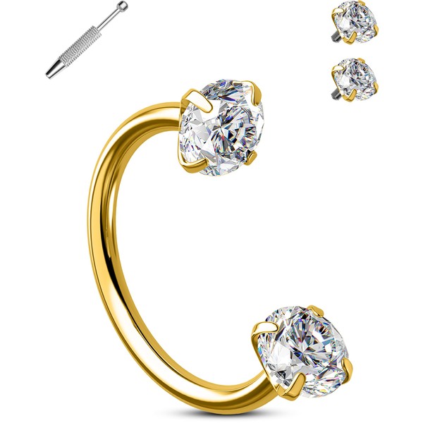 OUFER Horseshoe Nose Rings Studs, 20G Internally Threaded Nose Rings