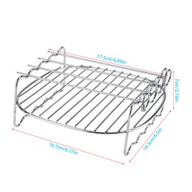 Stainless Steel BBQ Rack Double Layer Rib Rack Replacement Air Fryer Rack Grill Warming Rack Holder Baking Tray Grill Grate Accessories