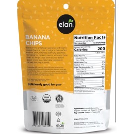 Elan Organic Banana Chips, 4.8 oz, Non-GMO, Vegan, Gluten-Free, Kosher, Sweetene