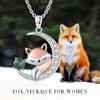 TwoAnts Fox Necklace 925 Sterling Silver Cute Animal Pendant Necklace