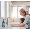 JASAI 18Oz Blue Glass Soap Dispenser with Golden Pump, Refillable