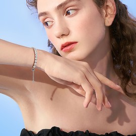 YeeHeen Tennis Bracelet Cubic Zirconia Bracelet for Women Slider Bracelet Silver Light Blue 1