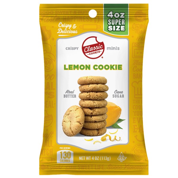Classic Cookie, Crispy Mini Cookies, Lemon Cookie 4oz Bags, 24