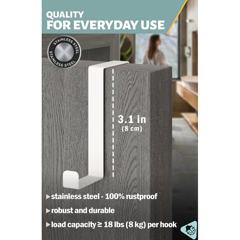 Menz Over Door Hanger – Set of 10, White -